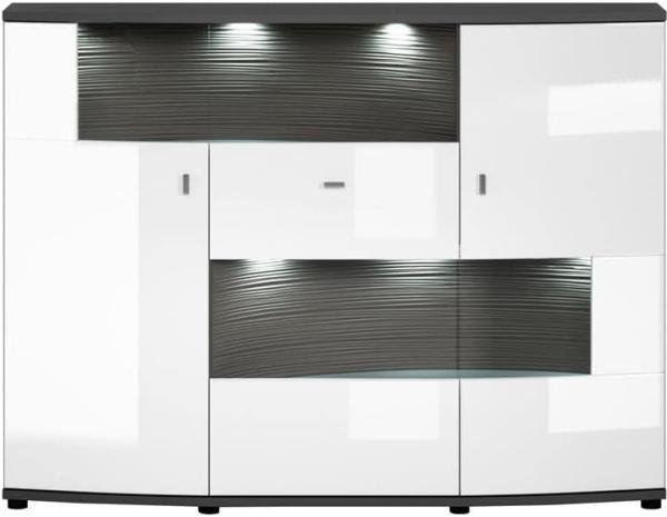 Highboard >Trendy< in Weiss/Grau - 160x120,4x41,6cm (BxHxT)