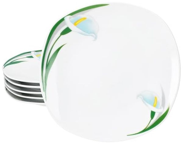 MamboCat Frühstücksteller 6x White Calla Kuchenteller Porzellan 6 Personen florale Teller