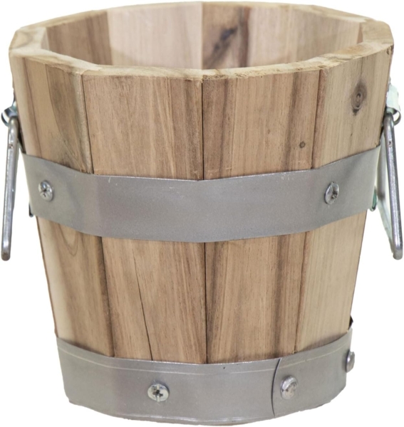 colourliving Pflanzkübel Pflanztopf rund mit Griffen, FSC Akazienholz, Blumenkästen aus Holz, integriertes Entwässerungsloch, metallverstärkte Konstruktion