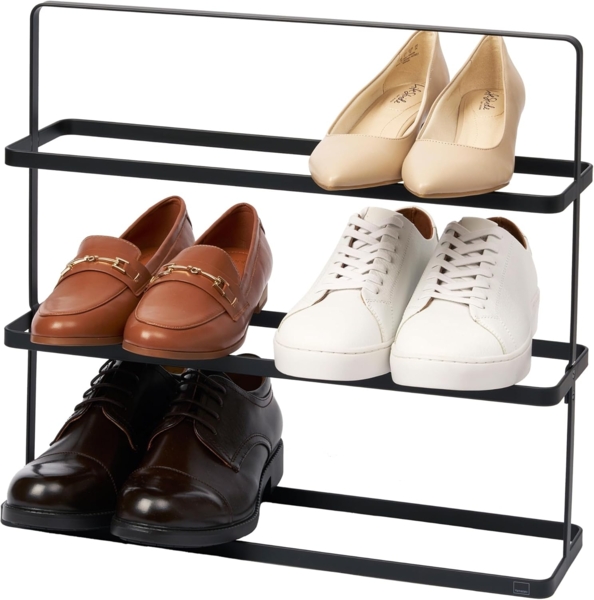 Yamazaki Schuhregal "Tower" aus Metall, schmal, tragbar 50x46x14cm, Schuhständer, Schuhablage, für 8 bis 9 Paar Schuhe, freistehend