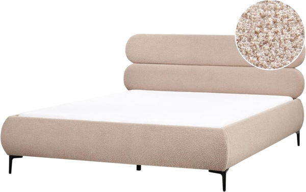 Bett mit Lattenrost Bouclé LESSAY 180 x 200 cm Taupe