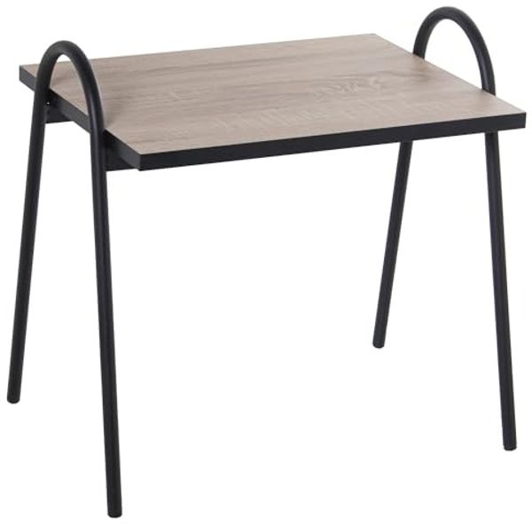 DRW Set mit 3 Beistelltischen aus Holz und Metall, 38 x 48 x 41 cm, Schwarz und Eiche, 38 x 48 x 41 cm