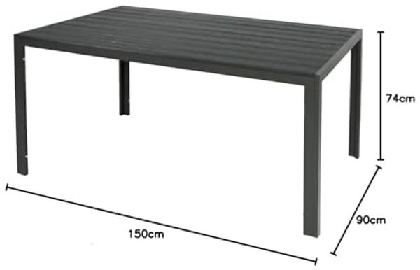 Alu Nonwood Gartentisch Esstisch Outdoortisch anthrazit 150x90cm Bild 2