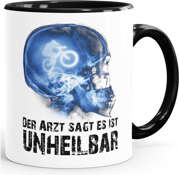 MoonWorks Tasse Kaffee-Tasse Xray Der Arzt sagt es ist unheilbar Hobby Röntgenbild Bike Fahrrad Downhill Geschenk-Tasse Moonworks®, Keramik