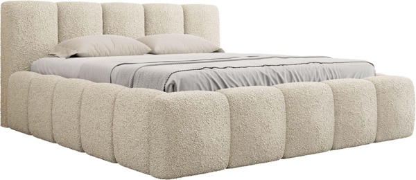Mirjan24 'Koweni' Polsterbett mit Bettkasten, Bouclé, Sand, 180x200 cm
