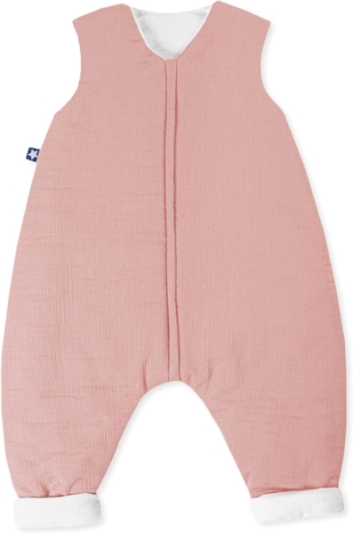 Julius Zöllner Schlafoverall Jumper gefüttert Musselin, warme Füllung 2,5 TOG, waschbar bei 40°C, Made in Germany, OEKO TEX Standard 100, dusty rose, Gr. 80