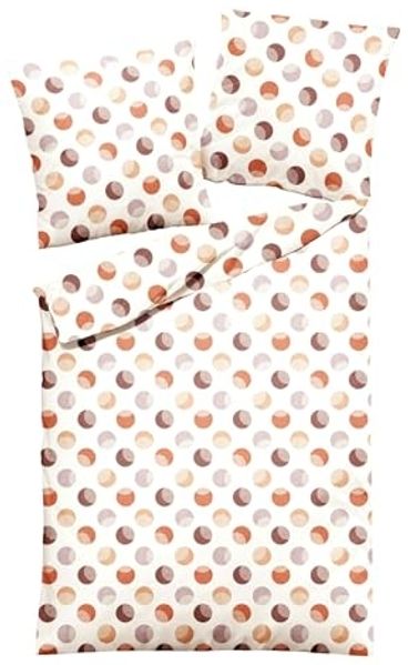 JACK Bettwäsche JACK by Dormisette 135x200cm Punkte Dot Offwhite, Biber, 2 teilig, Edelbiber, mit Reißverschluss