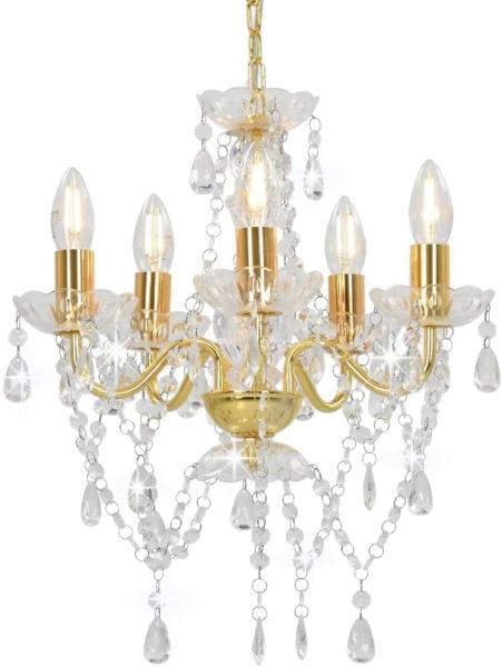 vidaXL Kronleuchter mit Perlen Golden Rund 5×E14 281602