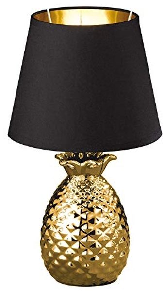 Tischleuchte, Keramik, gold, schwarz, Vintage, H 35cm