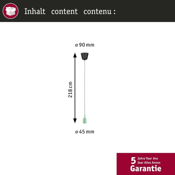 Paulmann 78428 Pendelleuchte Ketil E27 max. 60W Hellgrün Bild 2
