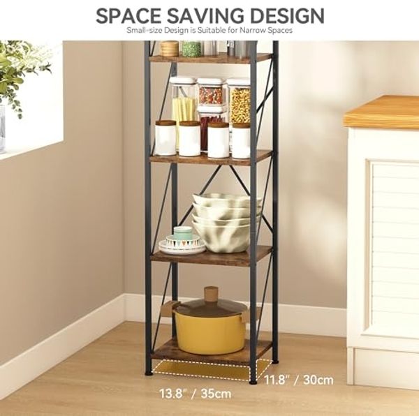 YITAHOME Bücherregal, 5-stöckiges Industrielles Standregal, Holzregale und Metallrahmen, Ausstellungsregal, Lagerregal für Wohnzimmer, Home-Office, Küche, Schlafzimmer, Vintagebraun Regal Bild 2
