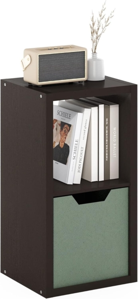 Furinno Dekorativer Würfel-Organizer, offener Rücken, 2 Würfel, dunkle Eiche