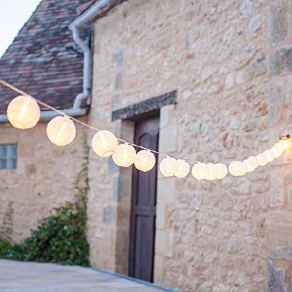 Lights4fun LED-Lichterkette 20er Lampion Lichterkette warmweiß