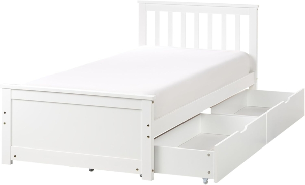 Bett mit Schubladen OLENDON 90x200 cm Holz Weiß