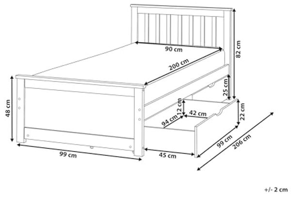 Bett mit Schubladen OLENDON 90x200 cm Holz Weiß Bild 3