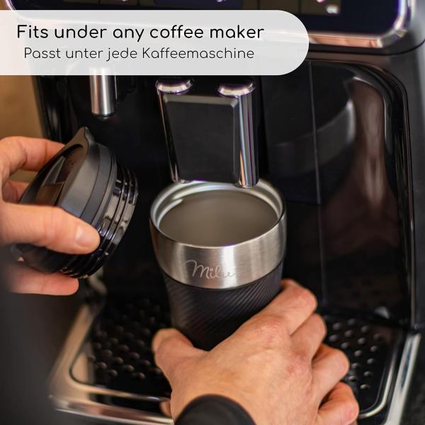 Milu Thermobecher Isolierbecher Kaffeebecher to go - 210ml 100% Auslaufsicher - Trinkbecher aus Edelstahl - Autobecher doppelwand Isolierung - Thermo Becher - Travel Mug (Schwarz) Bild 5