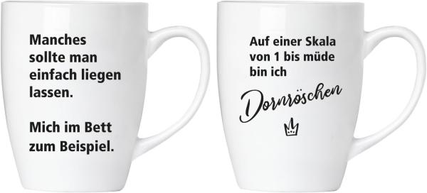 Dornröschen Tassen Set aus Keramik - Grußkarte und Geschenkpackung