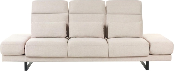 Beliani 'IKAST' 3-Sitzer Sofa, Stoff beige, 255 x 129 x 105 cm