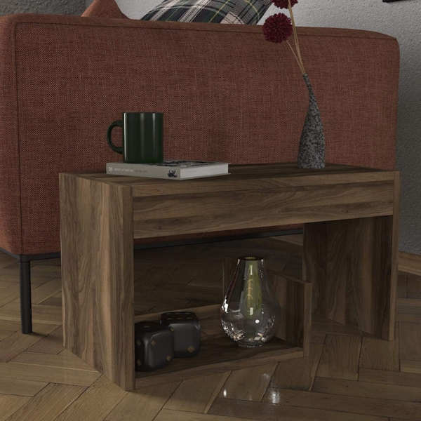 Alphamoebel Sister 4968 Couchtisch Beistelltisch Sofatisch Kaffeetisch, Walnuss, 35 x 29,5 x 60 cm (B/T/H), mit Ablagen, unterschiedlich aufstellbar (Tesbih Walnuss) Bild 4