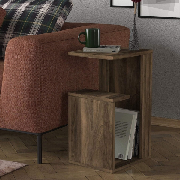 Alphamoebel Sister 4968 Couchtisch Beistelltisch Sofatisch Kaffeetisch, Walnuss, 35 x 29,5 x 60 cm (B/T/H), mit Ablagen, unterschiedlich aufstellbar (Tesbih Walnuss) Bild 2