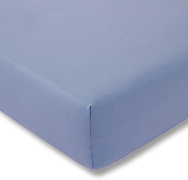 ESTELLA Spannbetttuch Zwirnjersey | Hellblau | 100x200 cm | passend für Matratzen 90-120 cm (Breite) x 200-220 cm (Länge) | trocknerfest und bügelfrei | 97% Baumwolle 3% Elastan