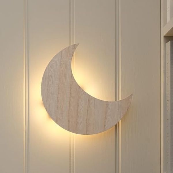 Lights4fun LED Wandleuchte Mond Wandlicht fürs Kinderzimmer mit Fernbedienung & Timer