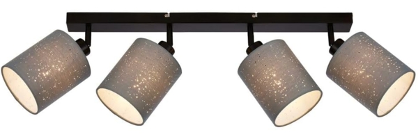 BRILONER Leuchten - Spotleuchte, Deckenspot mit Sterneneffekt, Deckenleuchte, Spotköpfe dreh- und schwenkbar, 4x E27. je max. 25 Watt, Grau-Schwarz, 650 x 130 x 155 mm (max. 259mm) (LxBxH) Bild 1