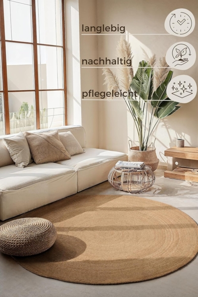 HANSE Home Teppich Rangpur Juteteppich, rund, Höhe: 10 mm, Handgewebt, Jute, Natur, Wohnzimmer, Flur, Klassisch, Boho, Skandi Bild 3
