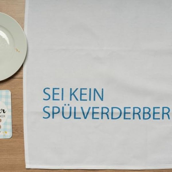 17,30 Hamburg Geschirrtuch SEI KEIN SPÜLVERDERBER, Blau, (1-tlg), 50x70cm, Siebdruck