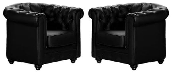 Vente-unique - Sessel 2er-Set - Kunstleder - Schwarz - CHESTERFIELD
