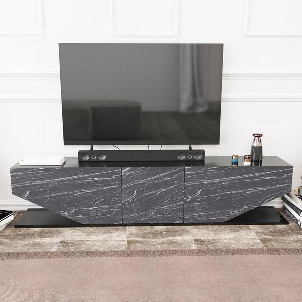 Hanah Home Modern Anthracite TV Stand, 180 x 30 x 45 cm | 100% Melamine Coated Particle Board, 18 mm Thick | Sleek Design for Contemporary Living Rooms