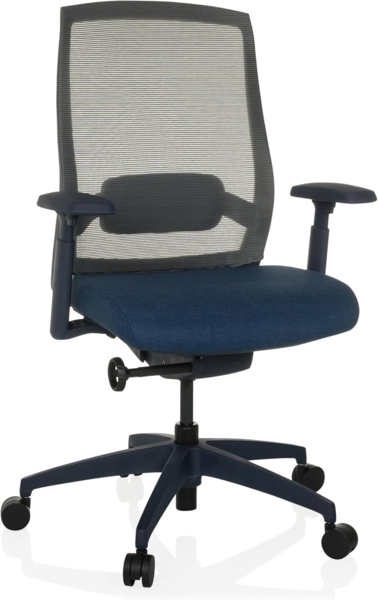 hjh OFFICE Ergonomischer Bürostuhl Colore Profi Drehstuhl, Sitztiefe & Lordosenstütze verstellbar, atmungsaktive Rückenlehne, Blau