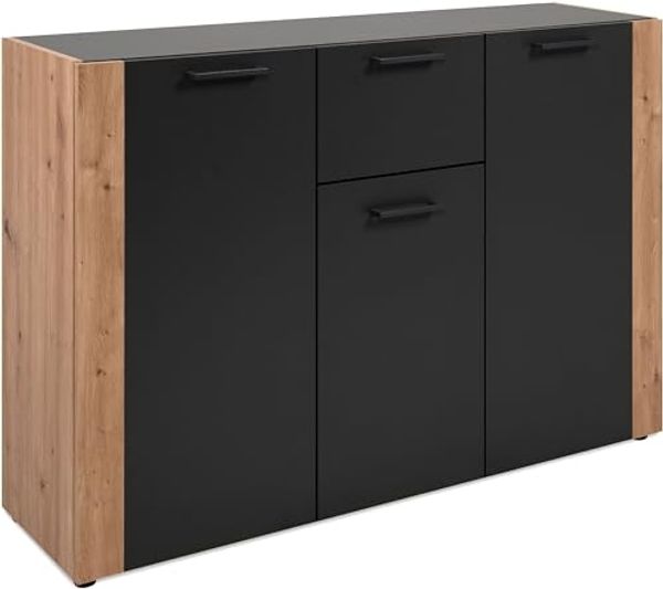 Finori Cento 01B Kommode, anthrazit / Dekor Artisan Oak | Maße: B x H x T ca. 125,5 x 85 x 34,5 cm
