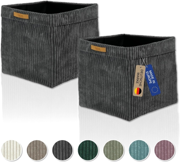 Lycce Regalkorb Kallax Boxen Cord 2er Set grau, Aufbewahrungsbox faltbar 33x33x31cm (2 St)