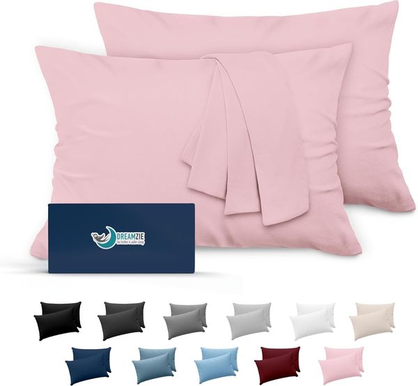 Kissenbezug 50x70 Rosa 2er Set Mikrofaser Oeko-TEX Zertifiziert Dreamzie - Kopfkissenbezug 50x70 Weich