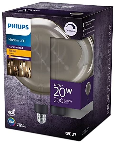 Philips LED-Lampe Giant Ø200 mm 6,5W/818 (20W) Smoky Dimmable E27