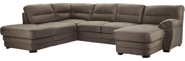 Mivano Wohnlandschaft Royale, Zeitloses Schlafsofa in U-Form mit Bettfunktion, Stauraum und hohen Rückenlehnen, 316 x 90 x 230, Mikrofaser, dunkelgrau