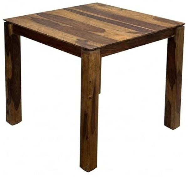 Esstisch Massivholz Sheesham 80x80 cm Dunkelbraun - Quadratischer Esszimmertisch Holz - Küchentisch modern für 4 Personen - Stabiler Holztisch - Tisch für Esszimmer Bistrotisch Handmade