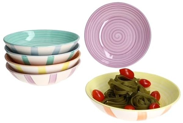 MamboCat Suppenteller Beach Pastello Stripes 6er Set Suppenteller 600ml Steingut pastell