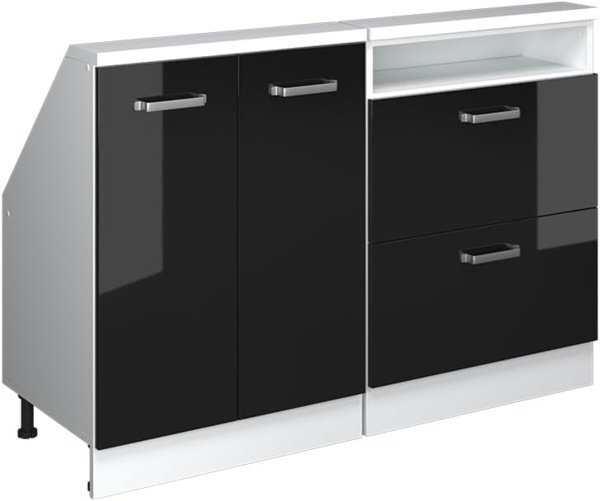 Dachschrägenschrank-Set Rion Schwarz Hochglanz/Weiß 2er Set Vicco