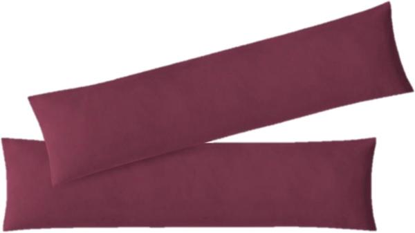 Jersey Kissenbezug, 2er Set, Baumwolle, Bordeaux, 40x145 cm