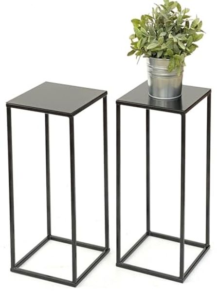 DanDiBo Blumenhocker eckig, Metall, Schwarz, 2 Stück, 62,5 x 23 x 23 cm