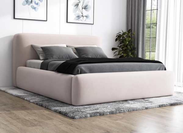 Polsterbett LUMO 120x200 mit Matratze, Bettkasten und Lattenrost. Farbe: Beige 2