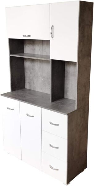 HTI-Living Hochschrank Küchenschrank Beton/Weiß Blanca (Stück, 1-St, 1 Schrank) Küchenbuffet