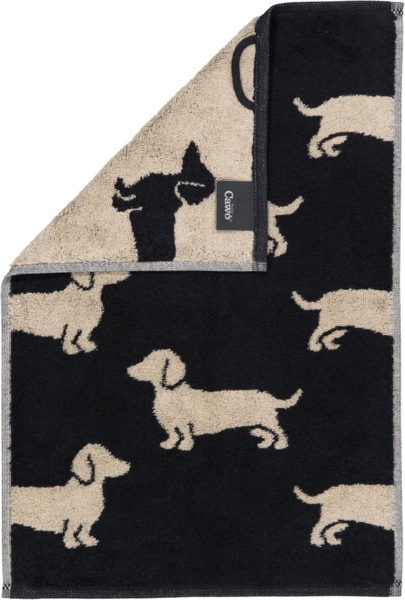 Cawö Handtücher Dogs schwarz beige|Gästetuch 30x50 cm