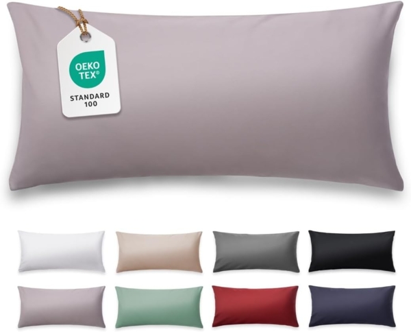 Blumtal Kissenbezüge Premium Mako Satin Kissenbezug, superweich aus 100% Baumwolle, (1 Stück), OEKO-TEX zertifiziert – Glanzoptik & farblich passender Reißverschluss