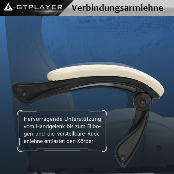 GTPLAYER Gaming Stuhl, Ergonomischer Gaming Sessel Schreibtischstuhl PC Gamer Racing Stuhl mit Fußstütze Lautsprecher Musik Bürostuhl bis 150kg belastbar Bild 5