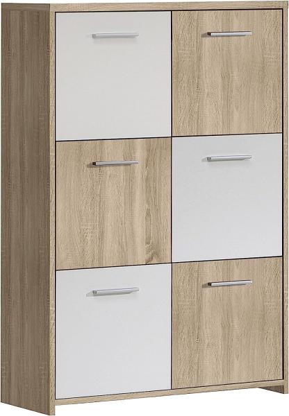 FORTE Quadro Highboard, Holzwerkstoff, Beige/Weiß, 77,2 x 112,7 x 29,6 cm