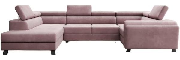 Designer Sofa Emilio mit Schlaf- und Klappfunktion Samt Rosé Links