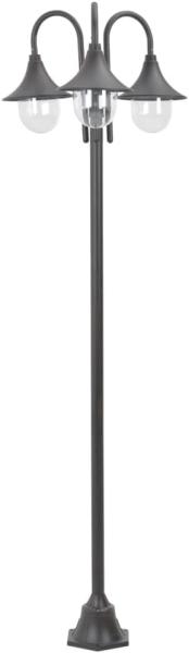 vidaXL Garten-Pollerleuchte E27 220 cm Aluminium 3-Laterne Bronze 44207